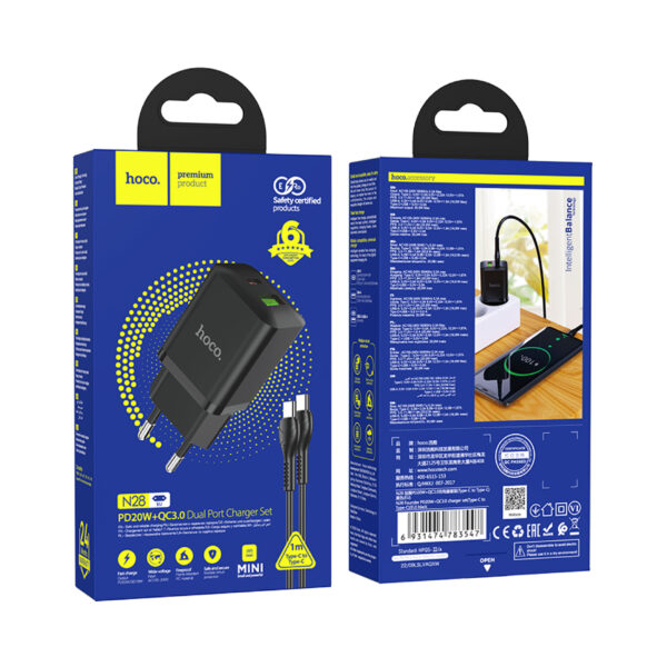 Hoco N28 Founder PD20W+QC3.0 charger set