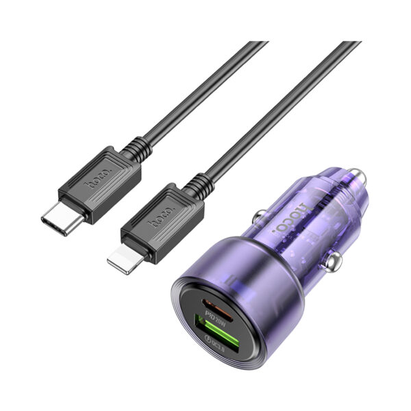 Hoco Z52 Spacious PD38W Car Charger Set + Type C to iP 1m